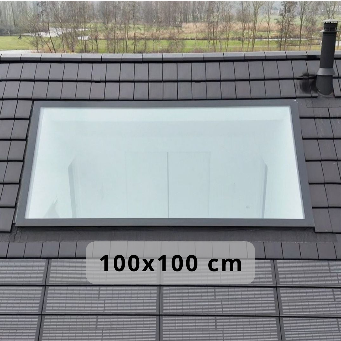 100 x 100 cm Fenêtre de toit en aluminium – Double vitrage