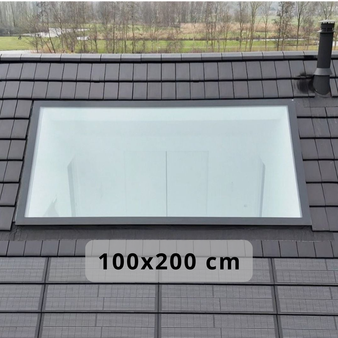 100 x 200 cm Fenêtre de toit en aluminium – Double vitrage