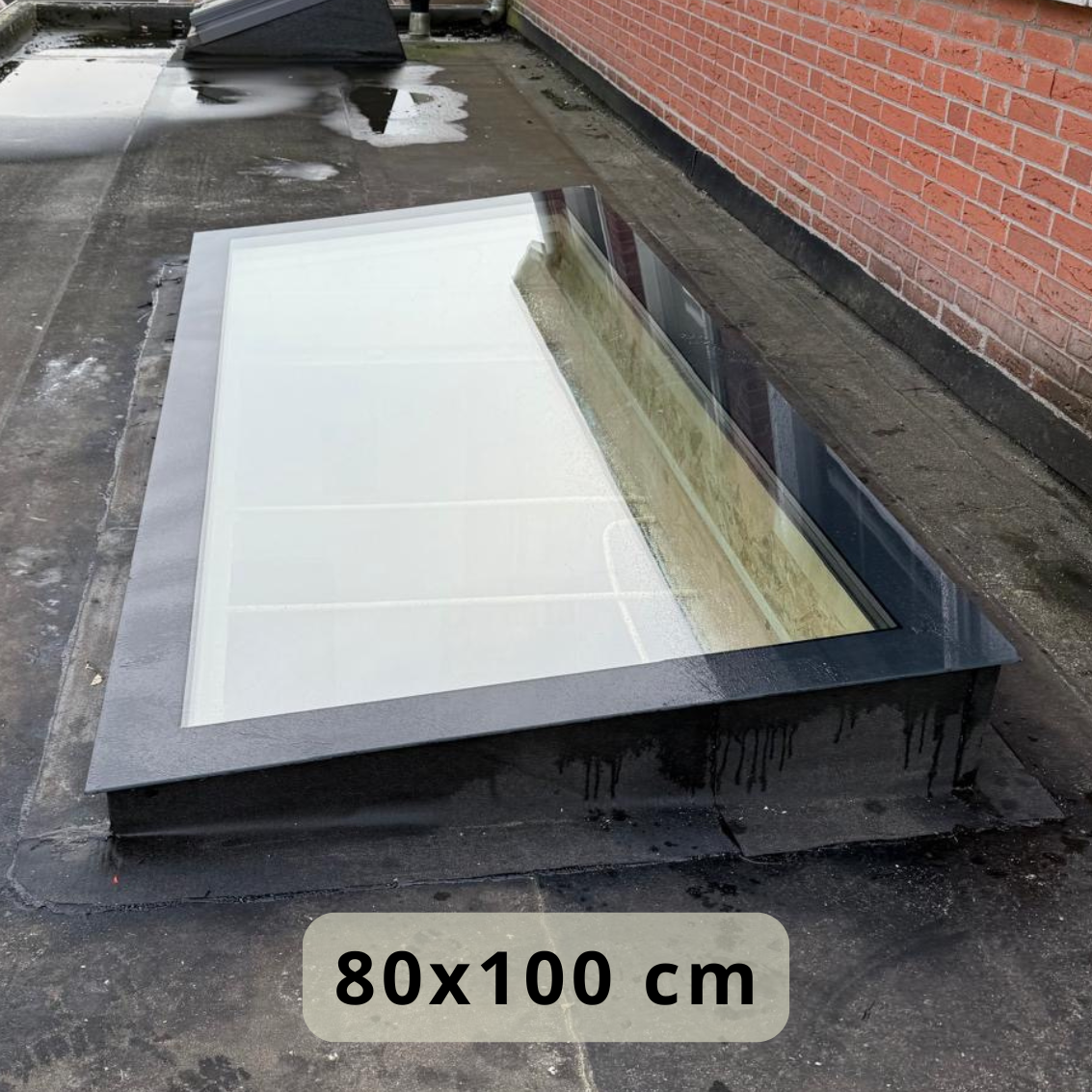 80 x 100 cm Fenêtre de toit pour toit plat, triple vitrage, valeur U: 0,9 W/m²K