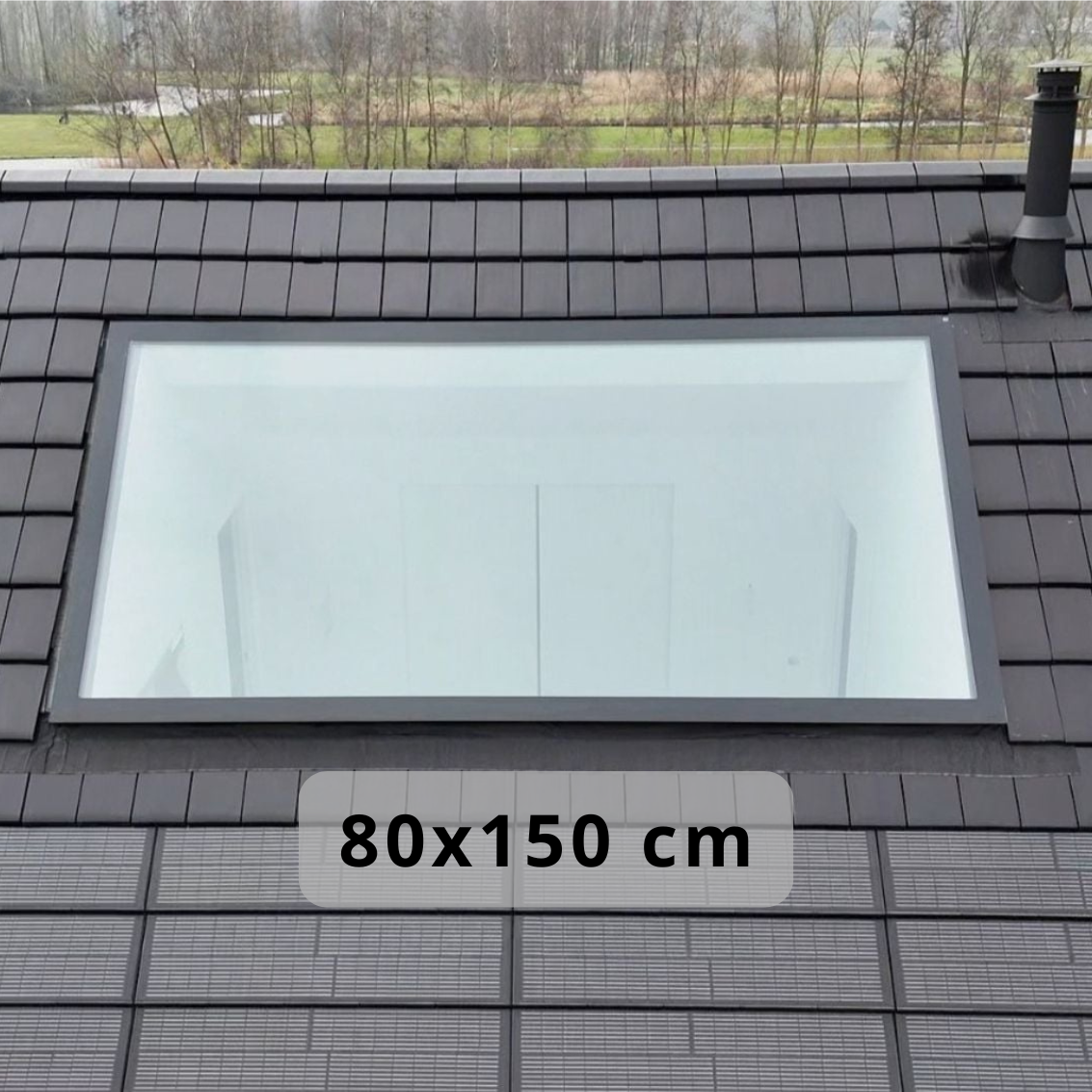 80 x 150 cm Fenêtre de toit en aluminium – Double vitrage