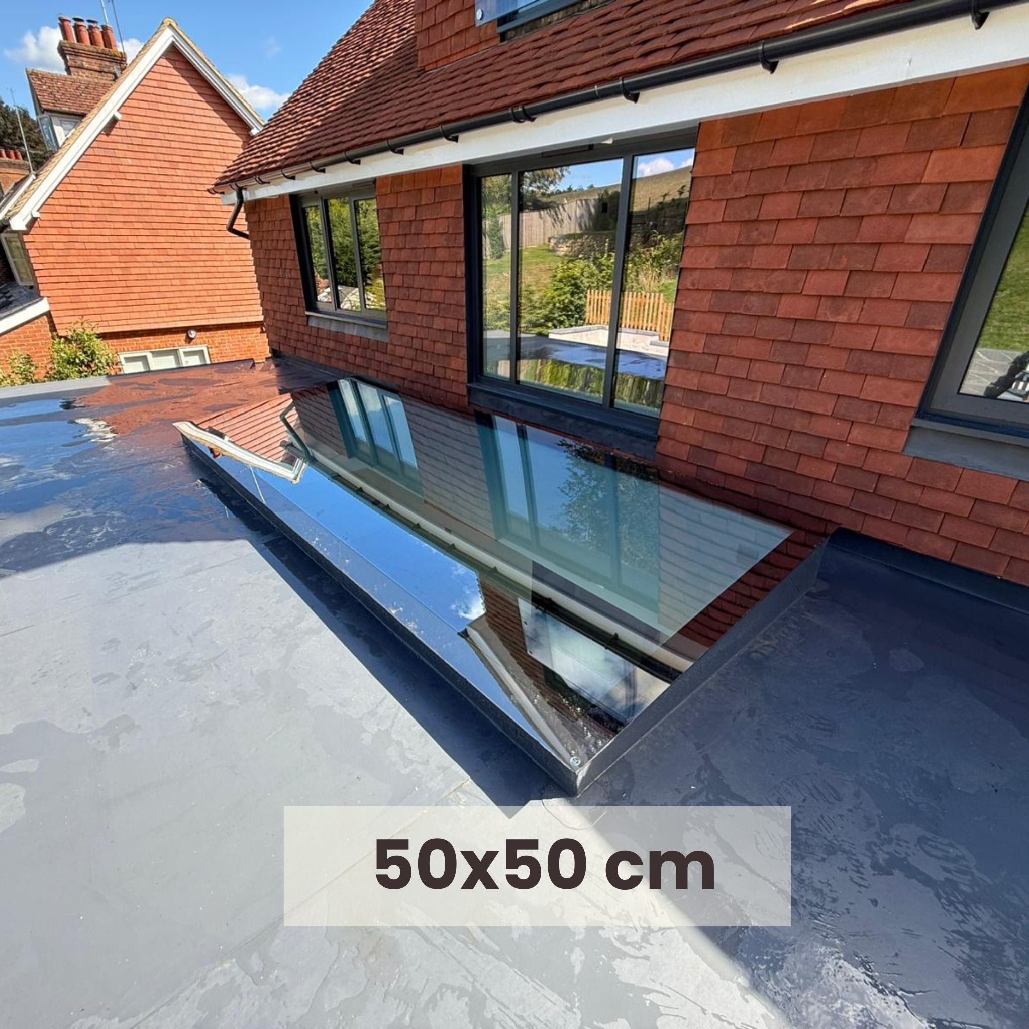 50 x 50 cm Dakraam plat dak, Driedubbel glas, U-waarde: 0,9 W/m²K