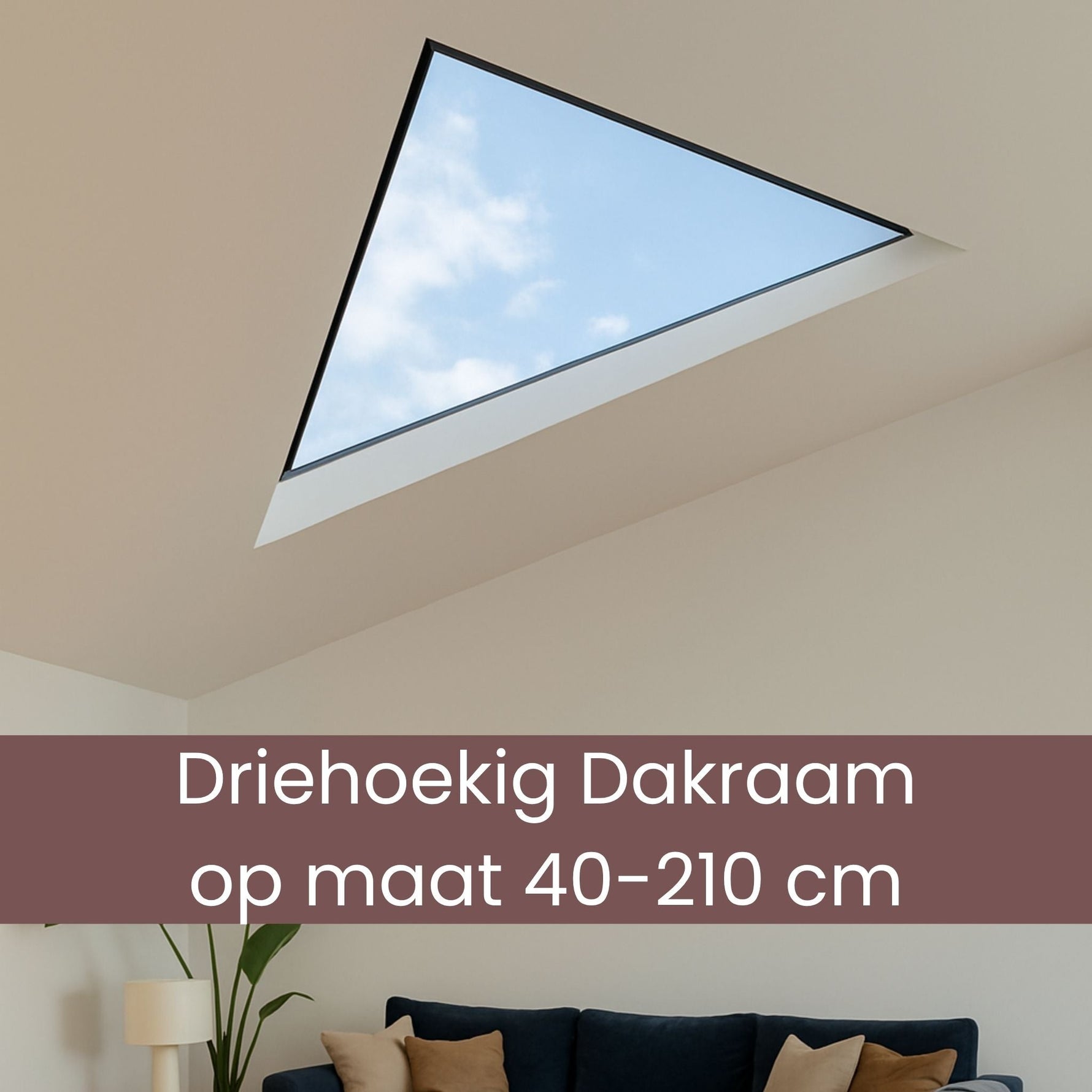 Fenêtre de toit triangulaire sur mesure, Triple vitrage, Valeur U : 0,9 W/m²K